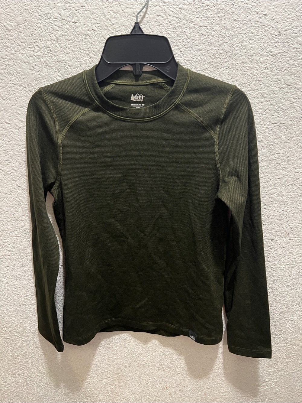 REI Kids Long Sleeve Crew Olive Layer top